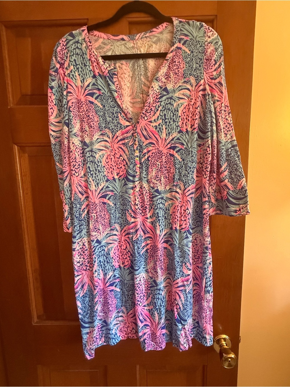 Lilly Pulitzer Pink & Blue Tropical Print Top